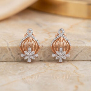 Gold Cage Diamond Earrings - 18K Jewellery