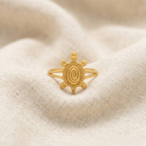 Golden Turtle Charm Ring - 22K Jewellery