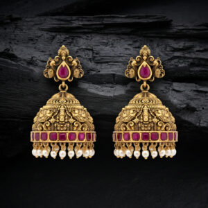 RATNA SHOBHA TEMPLE GOLD JHUMKAS- 22K JEWELLERY
