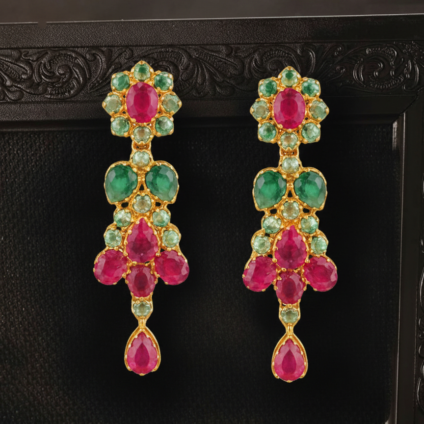 Gulnaar Stone Gold Earrings - 22K Jewellery Gulnaar Stone Gold Earrings - 22K Jewellery