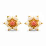 Moti Pushp Gold Earrings - 22K Jewellery