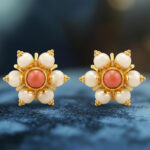 Moti Pushp Gold Earrings - 22K Jewellery