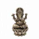 LOTUS GANESHA ANTIQUE SILVER IDOL - 925 STERLING SILVER