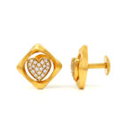 RADIANT HEART FRAME CZ GOLD STUDS- 22K JEWELLERY