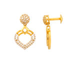 SPARKLING HEART CZ GOLD STUDS- 22K JEWELLERY