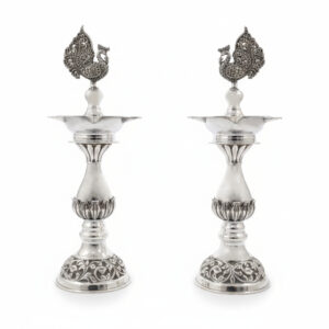 ROYAL PEACOCK SILVER DIYA PAIR- 925 STERLING SILVER