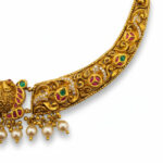 ORNATE FLORAL PEACOCK GOLD CHOKER - 22K JEWELLERY