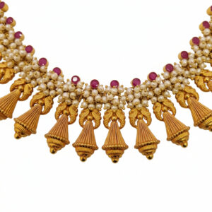 RAJSI PEARL GHUNGROO GOLD CHOKER - 22K JEWELLERY