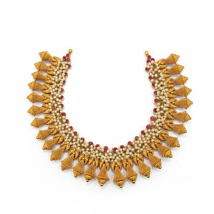 RAJSI PEARL GHUNGROO GOLD CHOKER - 22K JEWELLERY