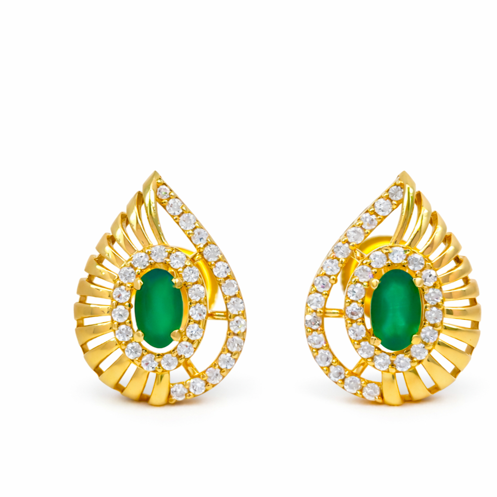 VERDE GLOW GOLD STUDS- 22K JEWELLERY VERDE GLOW GOLD STUDS- 22K JEWELLERY