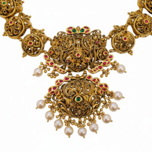PEARL GRACE TEMPLE GOLD NECKLACE - 22K JEWELLERY