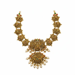 PEARL GRACE TEMPLE GOLD NECKLACE - 22K JEWELLERY