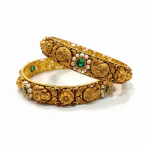 PEARL ACCENT GOLD BANGLES - 22K JEWELLERY