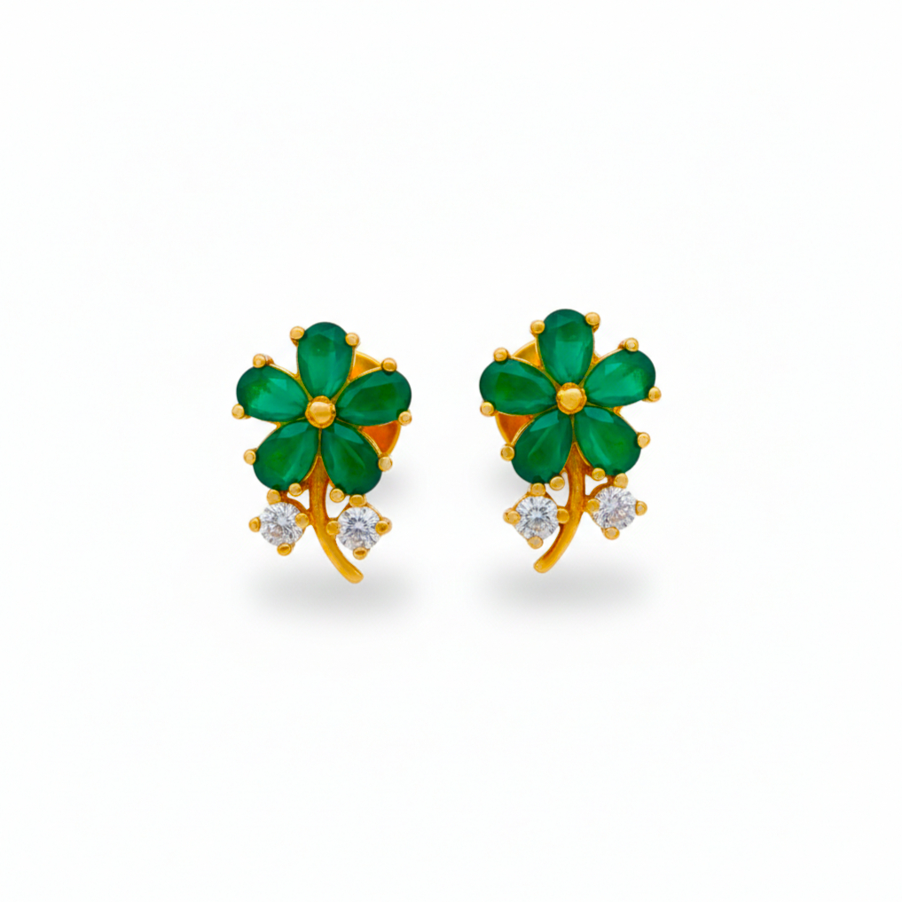 MEADOW BLOSSOM CZ GOLD STUDS- 22K JEWELLERY MEADOW BLOSSOM CZ GOLD STUDS- 22K JEWELLERY