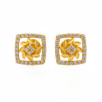 GOLDEN IVY SQUARE STUDS- 22K JEWELLERY