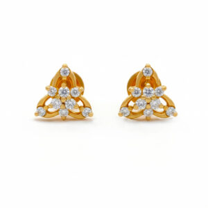 TRI-FLARE CZ GOLD STUDS- 22K JEWELLERY
