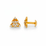 TRI-FLARE CZ GOLD STUDS- 22K JEWELLERY