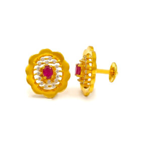 PINK BLOSSOM GOLD STUDS- 22K JEWELLERY