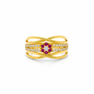 PINK BLOSSOM INFINITY GOLD RING - 22K JEWELLERY