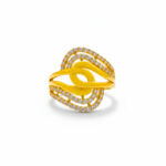 GOLDEN SWIRL CZ GOLD RING - 22K JEWELLERY
