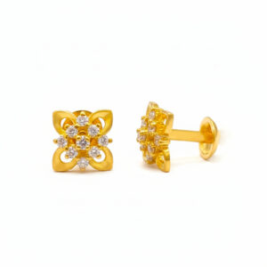 FOURLEAF SPARK CZ GOLD STUDS- 22K JEWELLERY