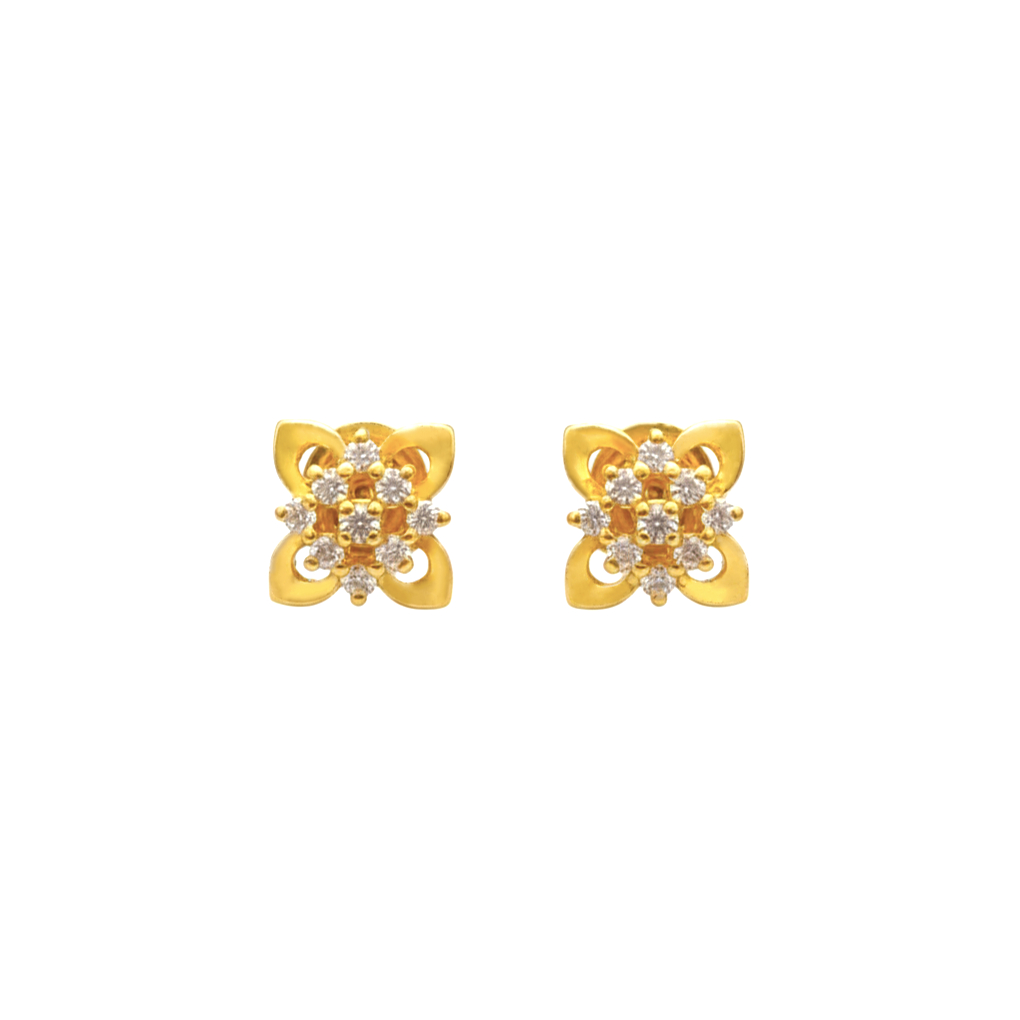 FOURLEAF SPARK CZ GOLD STUDS- 22K JEWELLERY FOURLEAF SPARK CZ GOLD STUDS- 22K JEWELLERY