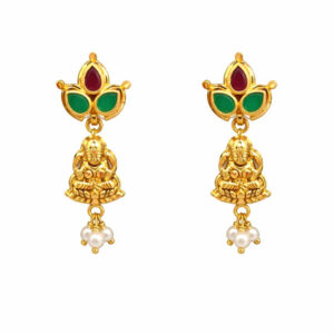 TEMPLE PEARL GOLD EARRINGS - 22K JEWELLERY