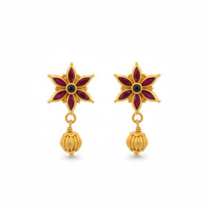 PLUM PETAL GOLD EARRINGS - 22K JEWELLERY
