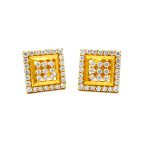 AURORA FRAME CZ GOLD STUDS- 22K JEWELLERY