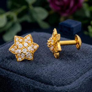 PURE FLORAL CZ GOLD STUDS- 22K JEWELLERY