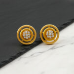 CONCENTRIC CIRCLE CZ GOLD STUDS- 22K JEWELLERY