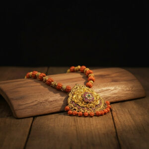 CORAL RAJWADA HERITAGE NECKLACE - 22K JEWELLERY