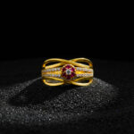 PINK BLOSSOM INFINITY GOLD RING - 22K JEWELLERY