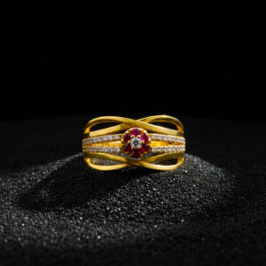 PINK BLOSSOM INFINITY GOLD RING - 22K JEWELLERY