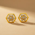 GOLDEN PETAL HEX CZ STUDS- 22K JEWELLERY