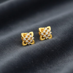 FOURLEAF SPARK CZ GOLD STUDS- 22K JEWELLERY