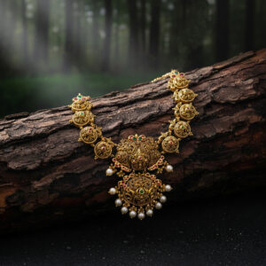 PEARL GRACE TEMPLE GOLD NECKLACE - 22K JEWELLERY