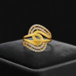 GOLDEN SWIRL CZ GOLD RING - 22K JEWELLERY
