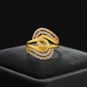 GOLDEN SWIRL CZ GOLD RING - 22K JEWELLERY