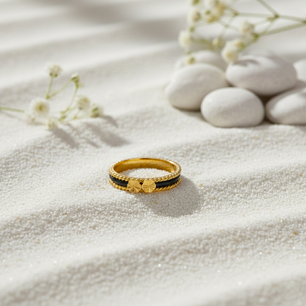 DUO FLORA ROPE GOLD RING - 22K JEWELLERY DUO FLORA ROPE GOLD RING - 22K JEWELLERY