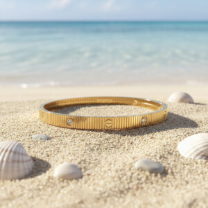 SUNRAY TEXTURE GOLD BRACELET - 18K JEWELLERY