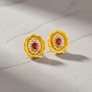 PINK BLOSSOM GOLD STUDS- 22K JEWELLERY
