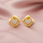 RADIANT HEART FRAME CZ GOLD STUDS- 22K JEWELLERY