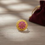 PINK SUNBURST GOLD RING - 22K JEWELLERY