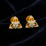 TRI-FLARE CZ GOLD STUDS- 22K JEWELLERY