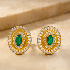 VERDE RADIANCE HALO GOLD STUDS- 22K JEWELLERY