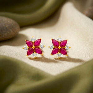 GOLD FLORAL CZ STUDS- 22K JEWELLERY
