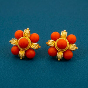 SUNBLUSH BEAD GOLD STUDS- 22K JEWELLERY