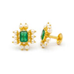 ROYAL PEARL VERDE GOLD STUDS- 22K JEWELLERY