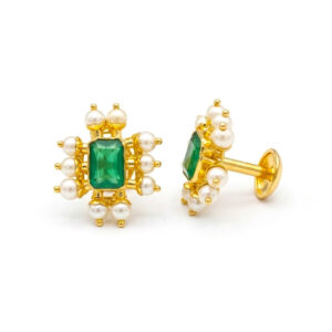 ROYAL PEARL VERDE GOLD STUDS- 22K JEWELLERY